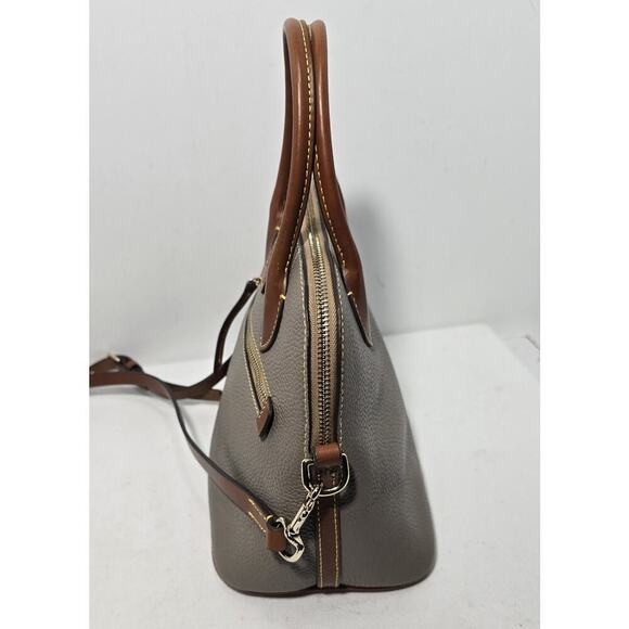 Dooney & Bourke Domed Satchel /Crossbody Taupe/Tan Pebble Leather & Tan Wallet - Picture 7 of 16